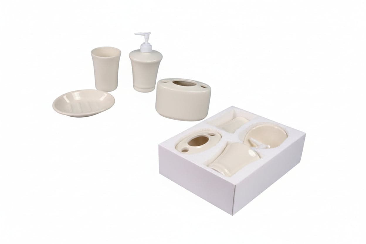 Set Bagno in Ceramica Bianca Aglaia