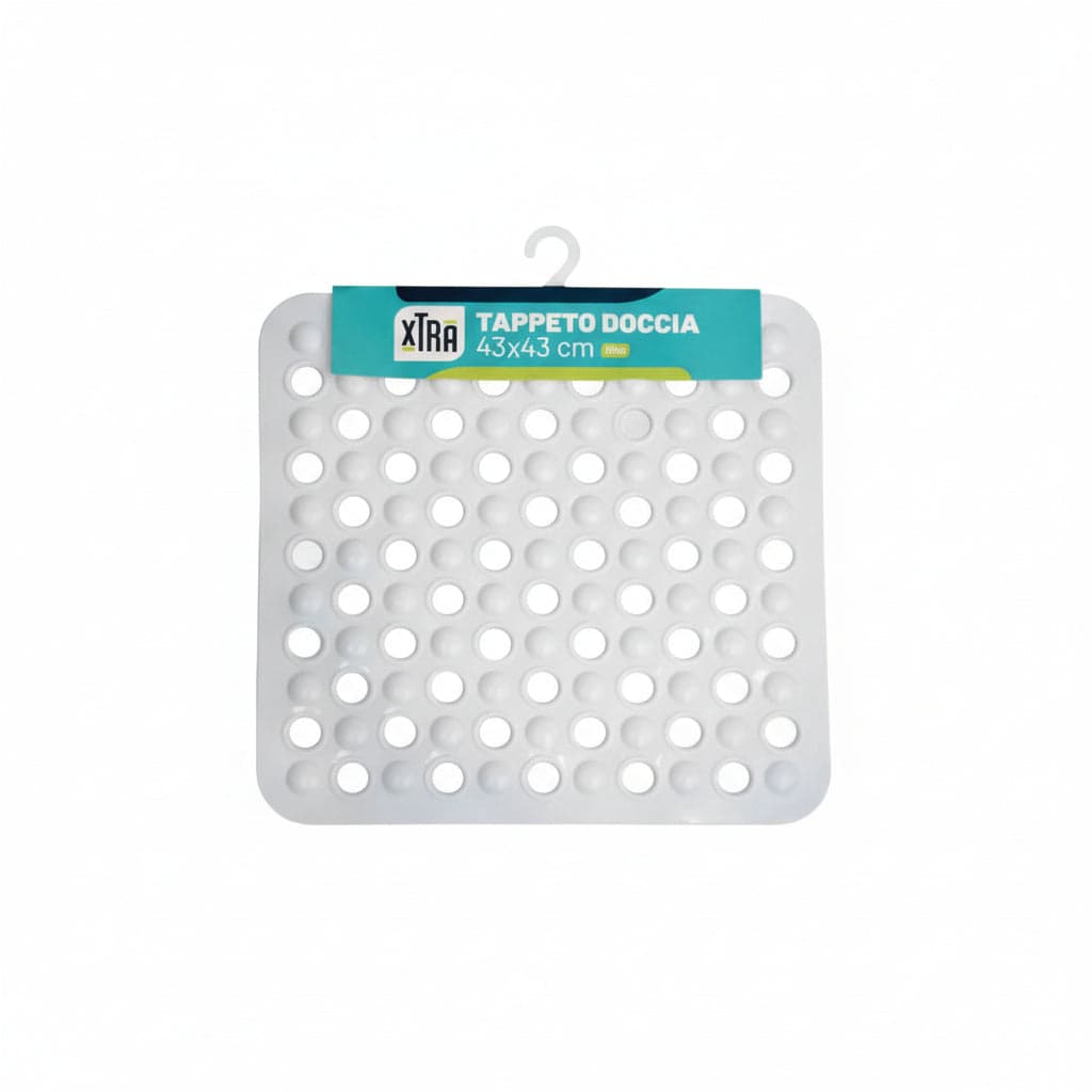 Tappeto Doccia Quadro in PVC Bianco 43 CMX43 Xtra 2 Pezzi