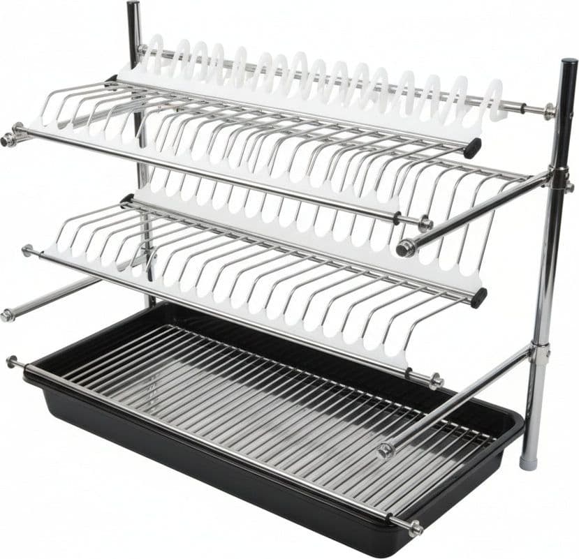 Scolapiatti Inox da Incasso con Vaschetta Raccogli Gocce 56 cm con Vasca