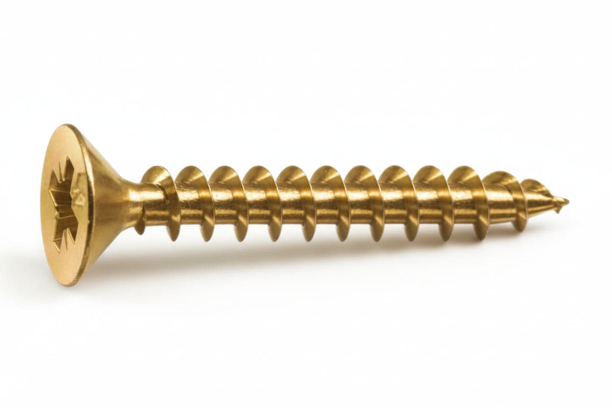 VITI PANEL-VIT TESTA SVASATA PIANA ACCIAIO OTTONATO- - ø mm.4x35 - 500 pezzi MUSTAD