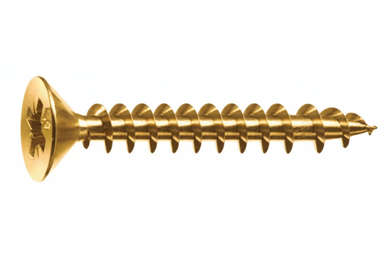 VITI PANEL-VIT TESTA SVASATA PIANA ACCIAIO OTTONATO- - ø mm.4x40 - 500 pezzi MUSTAD