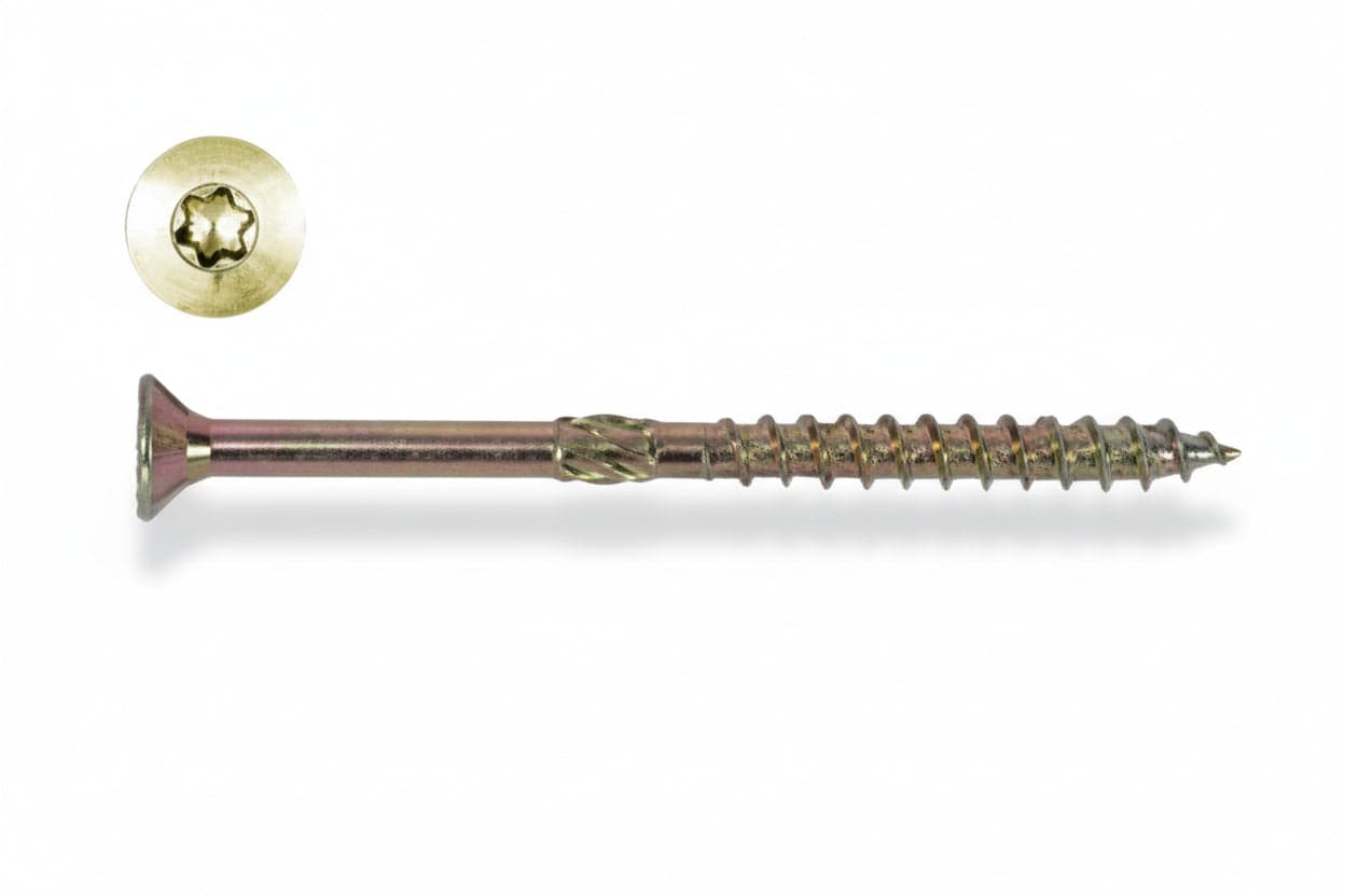 VITI TRUCIOLARE TESTA SVASATA TORX ACCIAIO ZINCATO GIALLO FM-WOOD PRO- - ø mm.8x80 filetto mm.50 - 100 pezzi FRIULSIDER