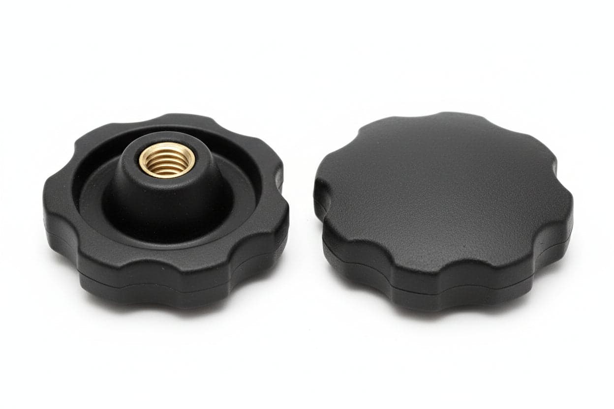 VOLANTINO CON BUSSOLA IN FERRO FILETTATA IN ABS NERO- - ø volantino mm.40, bussola M8 - 10 pezzi