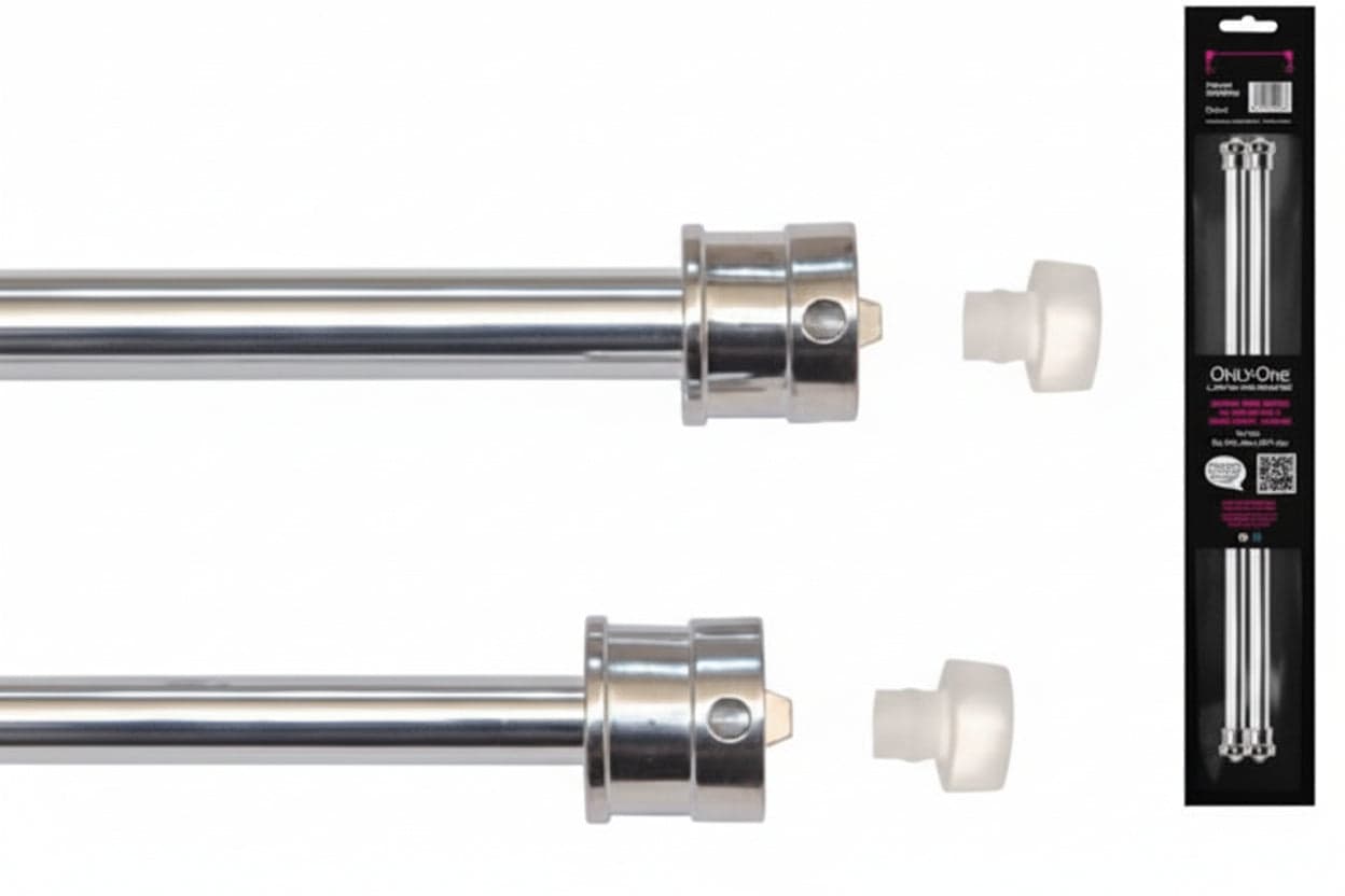 COPPIA ASTINE UNIVERSALI BREVETTATE ONLY ONE CROMO- - cm.63-110 cromate, in bl. 2 pz. - 10 blister