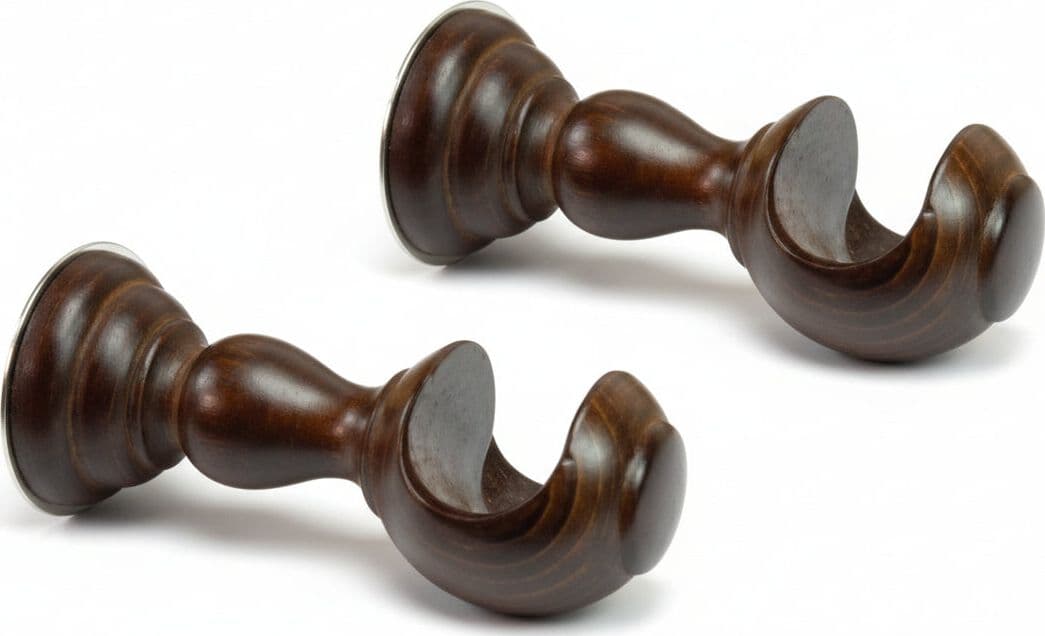 Supporto Aperto Ø 35 mm in Legno Noce per Scorritenda 10 cm 2 Pezzi