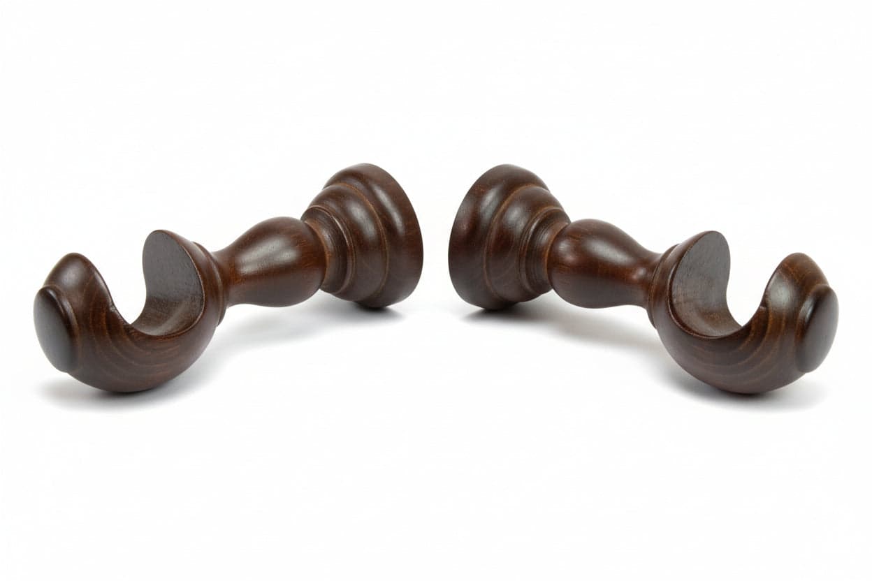 Supporto Aperto Ø 35 mm in Legno Noce per Scorritenda 18 cm 2 Pezzi