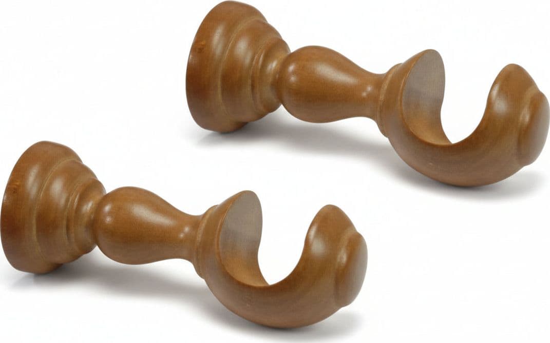 Supporto Aperto Ø 35 mm in Legno Olmo per Scorritenda 18 cm 2 Pezzi