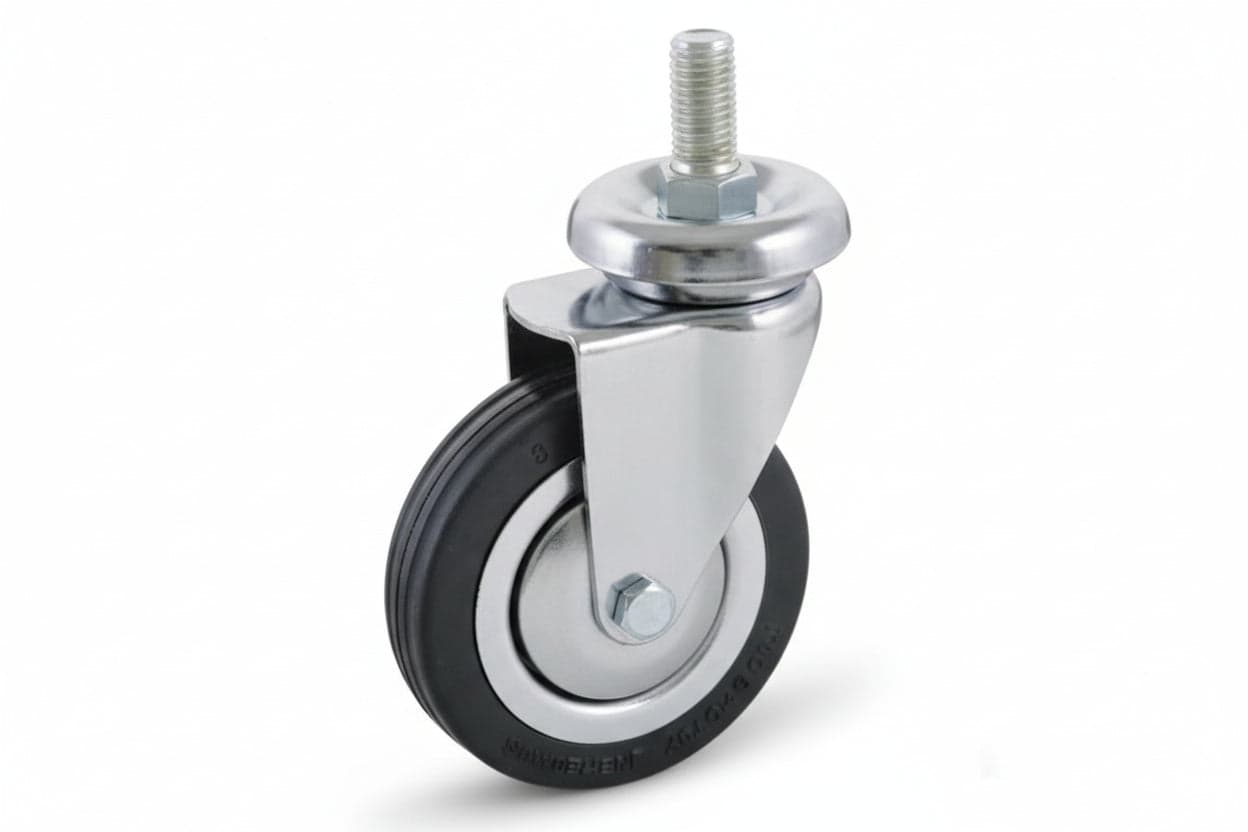 RUOTE A FORCELLA IN GOMMA CON PERNO 155B- - ø mm.100x24 perno ø mm.12x30 mm.139h. p. Kg.80 - 4 pezzi AVO