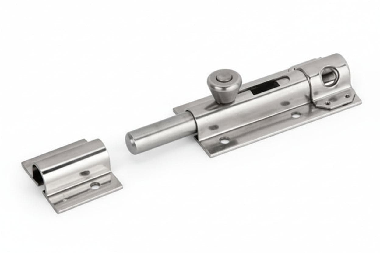 CATENACCIO PORTALUCCHETTO INOX LEGGERO ASTA TONDA ART.248IN- - mm.100x36 - 2 pezzi ALDEGHI