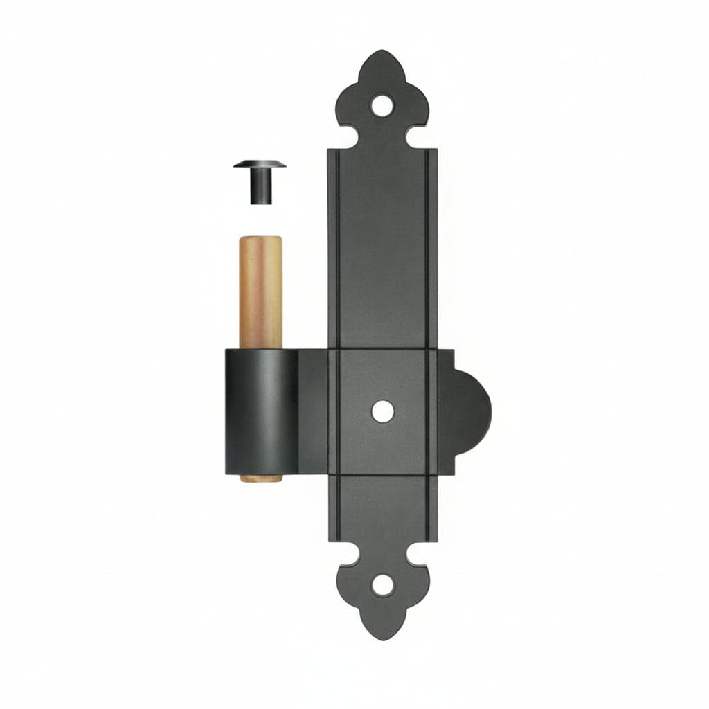 CARDINE A LEGNO PER BANDELLA SU LAMA A FILO PERNO FISSO- - mm.160x30 DX perno ø mm.12 - verniciato nero - 4 pezzi DIDIEFFE