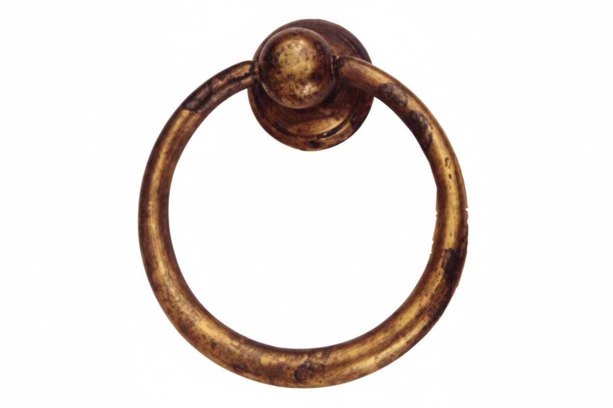 MANIGLIE PER MOBILI AD ANELLO SNODATE MOD.09202 IN OTTONE ANTICATO- - mm.23x28h. - 5 pezzi METALSTYLE