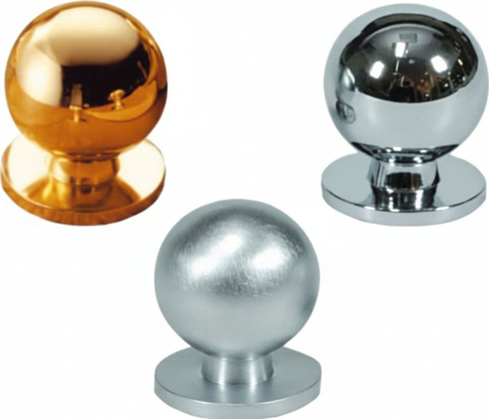 Pomoli per Mobili in Ottone a Sfera Ø 25 mm in Ottone Oro Lucido 5 Pezzi