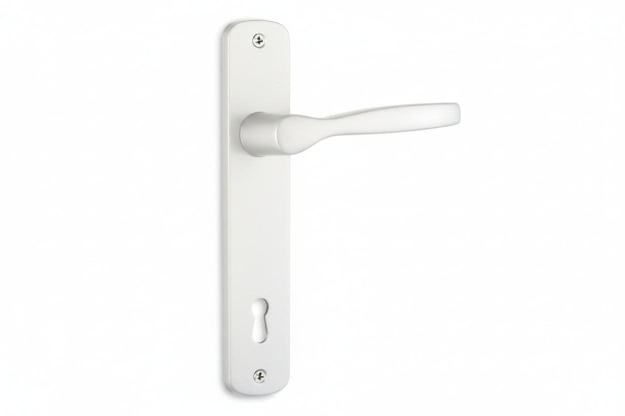 MANIGLIA MODELLO ALU CON PLACCA IN ALLUMINIO ARGENTO- - mm.90 - 2 paio