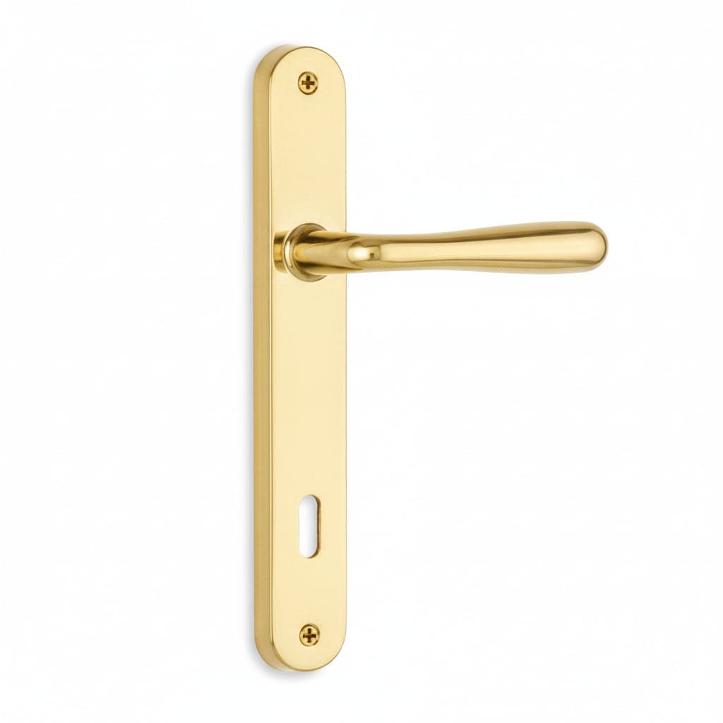 MANIGLIA GOCCIA CON PLACCA IN ZAMA FINITURA OTTONE LUCIDO- - mm.70 foro normale - 1 paio COTTALI