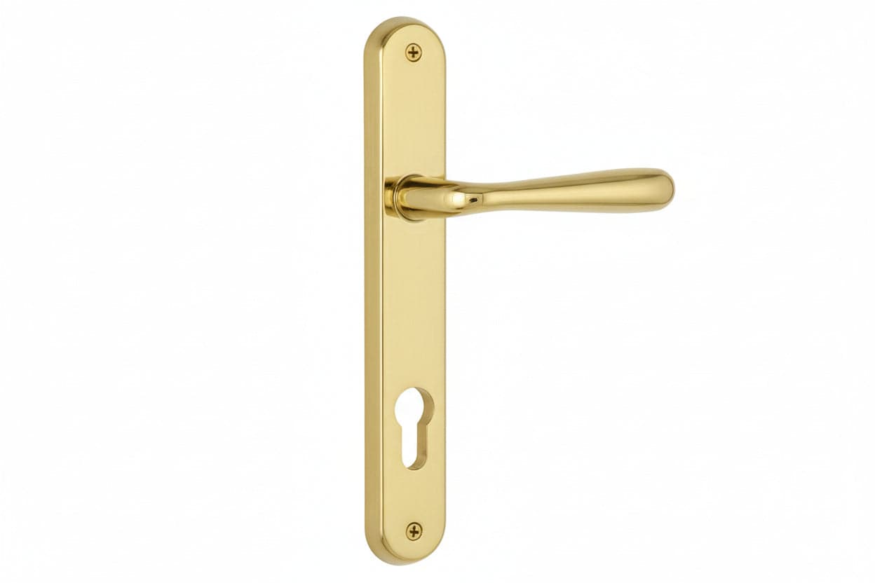 Maniglia Karol Con Placca Foro Yale In Zama Finitura Ottone Lucido- - Mm.90 Foro Yale - 1 Paio Cottali