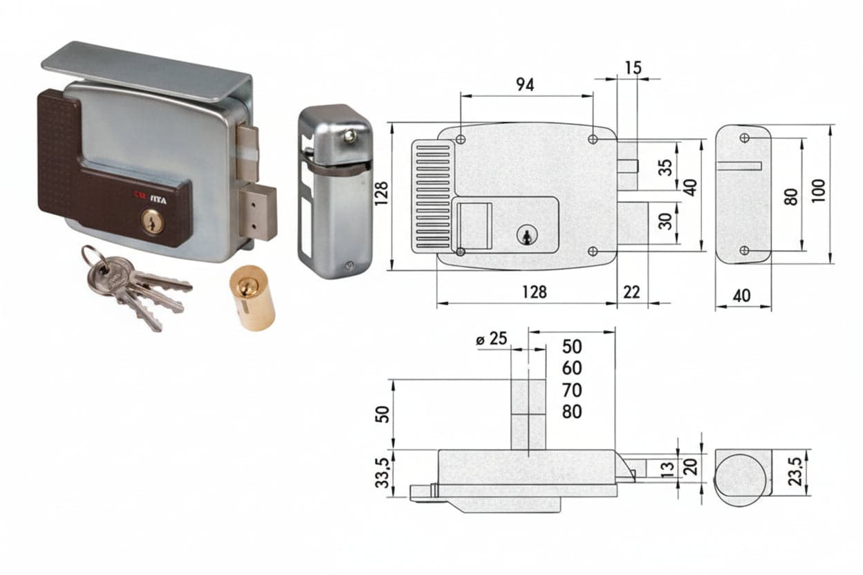 Elettroserratura Per Cancelli Con Tetto 2 Mandate 11761 Mm.50 Dx (11761501) Cisa