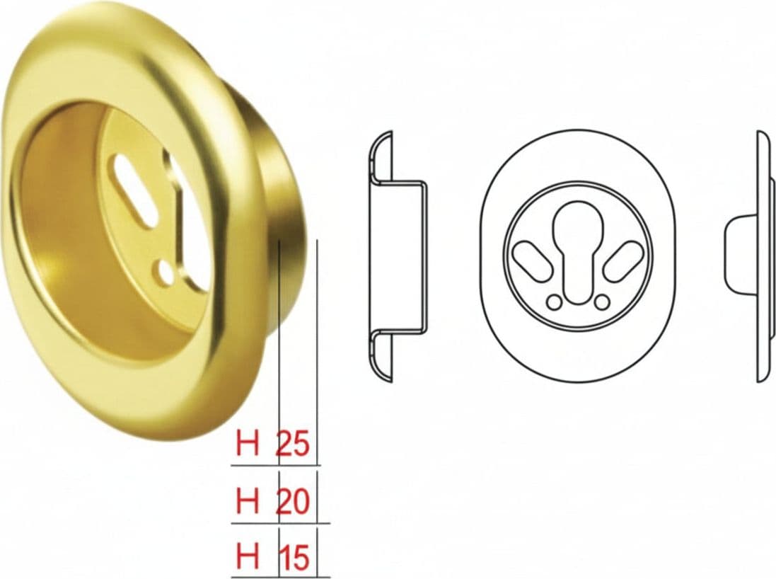 Bocchetta Antistrappo KT52 Ottonato Lucido 68 MMX88X15H Ø 50 mm (KT5240)