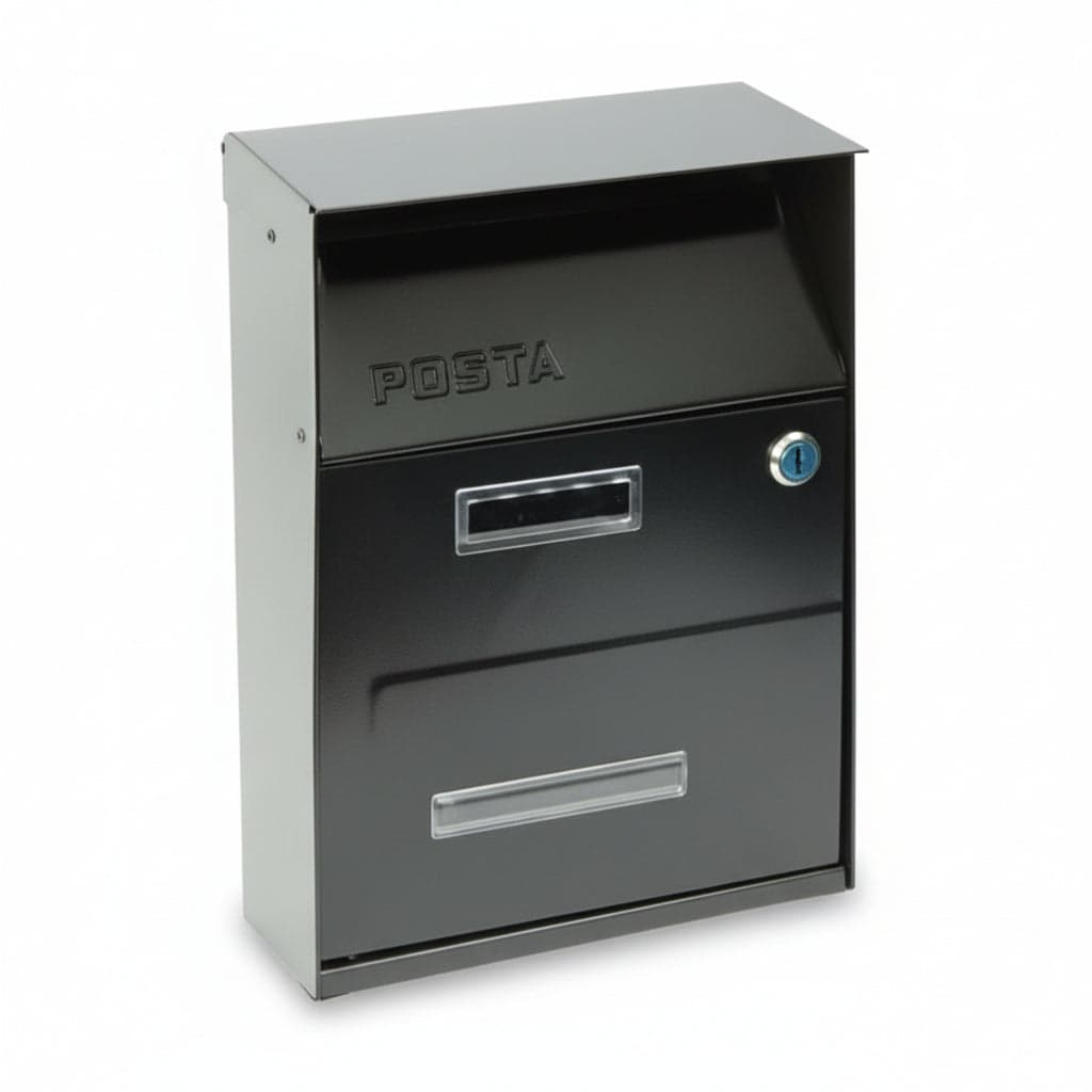 CASSETTA POSTALE PORTARIVISTE PER ESTERNI NERA  cm.21,5x10,5x33h.  colore nero    QUALITY