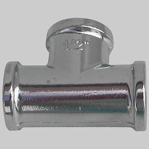 Raccordo Tee Ottone Cromato 1/2 x 1/2 x 1/2 Made in Italy