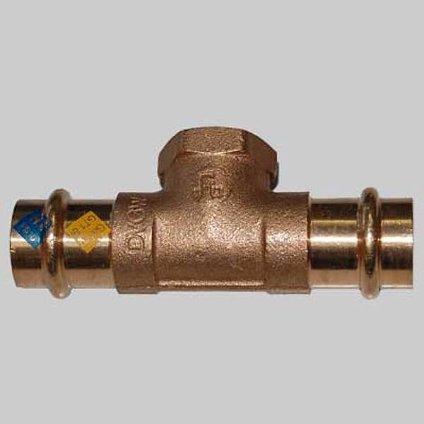 Raccordo Bronzo Tee Femmina a Pressare 22 x 3/4 x 22 Made in Italy