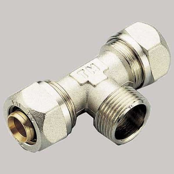 Raccordo a Compressione a Tee Maschio Tiemme 16 x 1/2 x 16