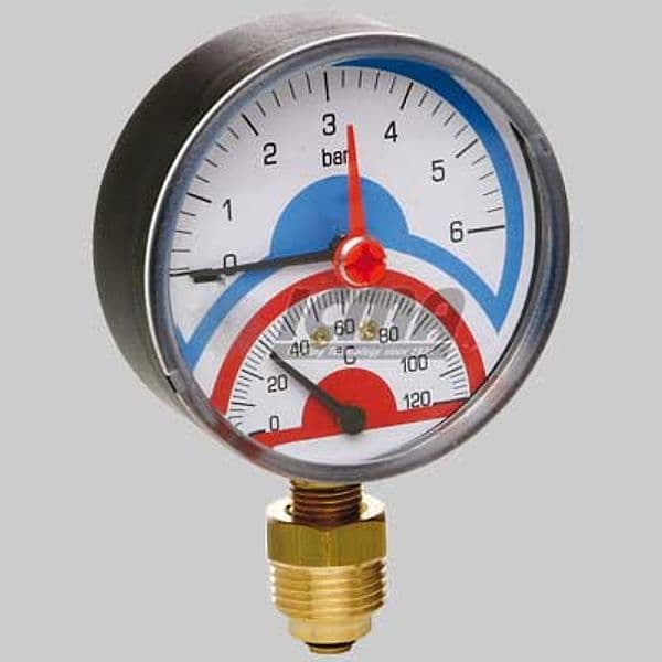 Termomanometro Radiale Attacco Laterale 1/2 0 Ee ·10 Atm 0 Ee ·120 °c Icma
