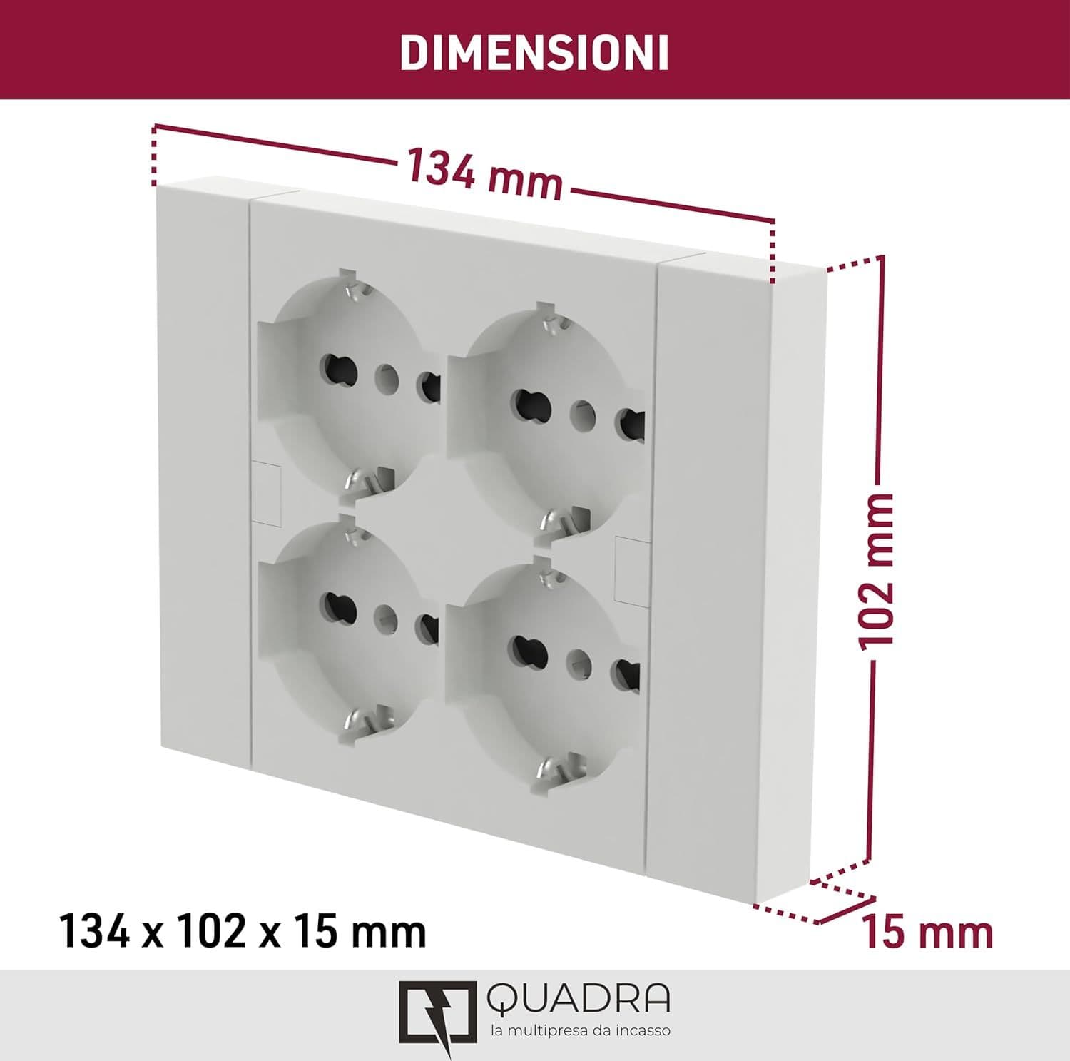 Multripresa Da Parete Schuko 'Quadra' Colore Bianco - Electraline in Multiprese BricoGo - Marano di Napoli, commercioVirtuoso.it