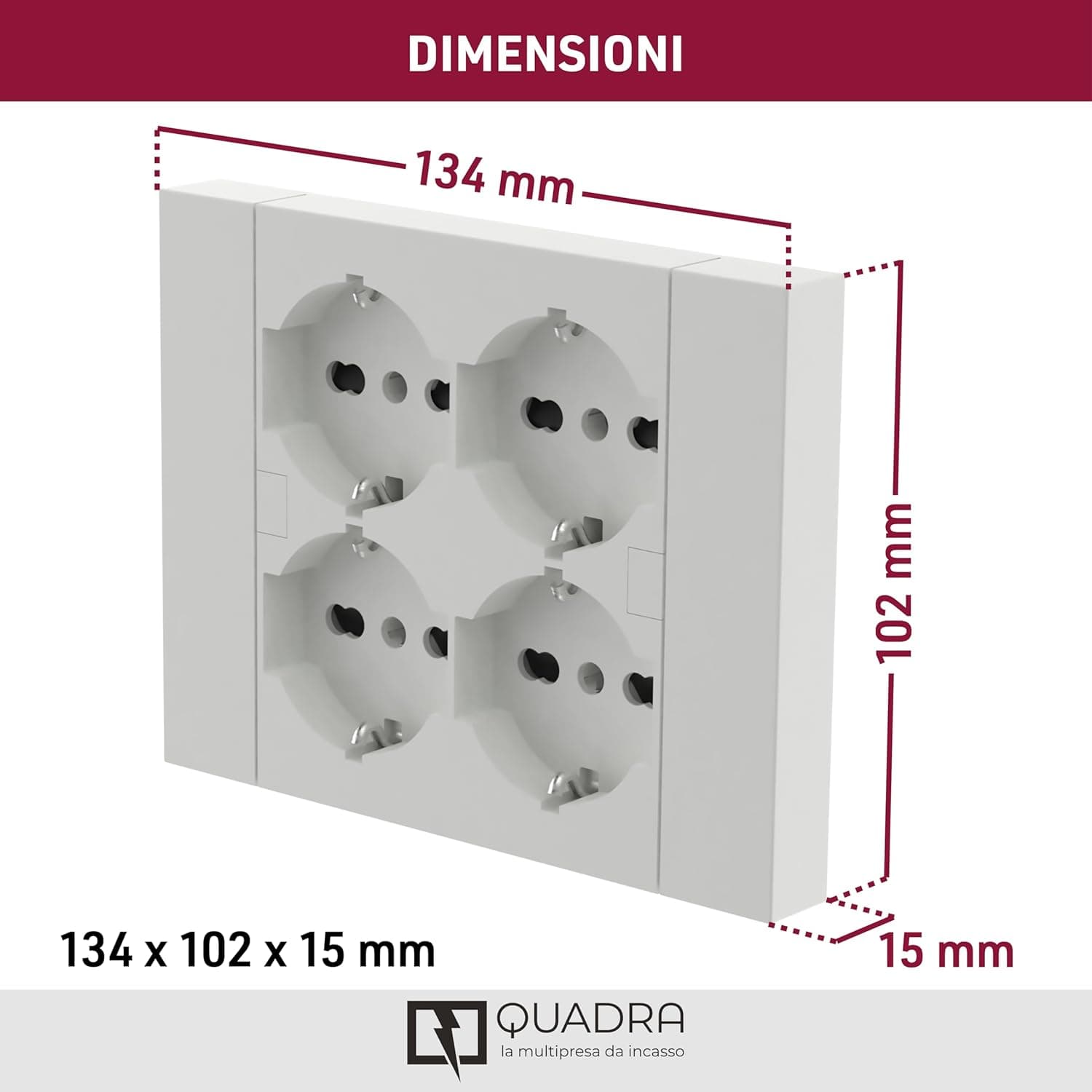 Multripresa Da Parete Schuko 'Quadra' Colore Bianco - Electraline in Multiprese BricoGo - Marano di Napoli, commercioVirtuoso.it