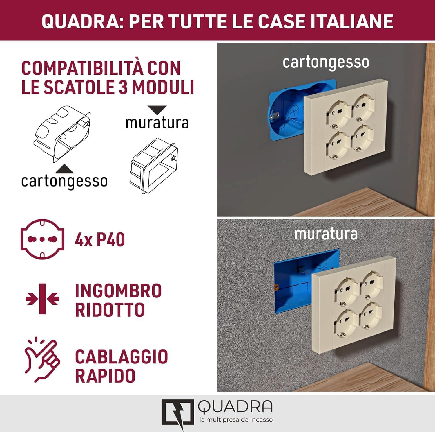 Multipresa Bipasso + Schuko Incasso Electraline Nero Posti 4 2P+T 16A in Multiprese BricoGo - Marano di Napoli, commercioVirtuoso.it