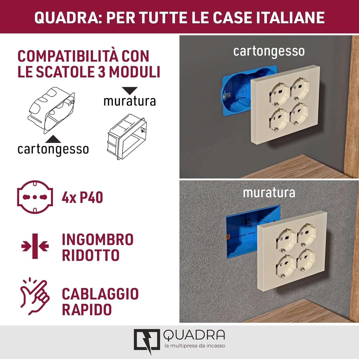 Multipresa Bipasso + Schuko Incasso Electraline Nero Posti 4 2P+T 16A in Multiprese BricoGo - Marano di Napoli, commercioVirtuoso.it