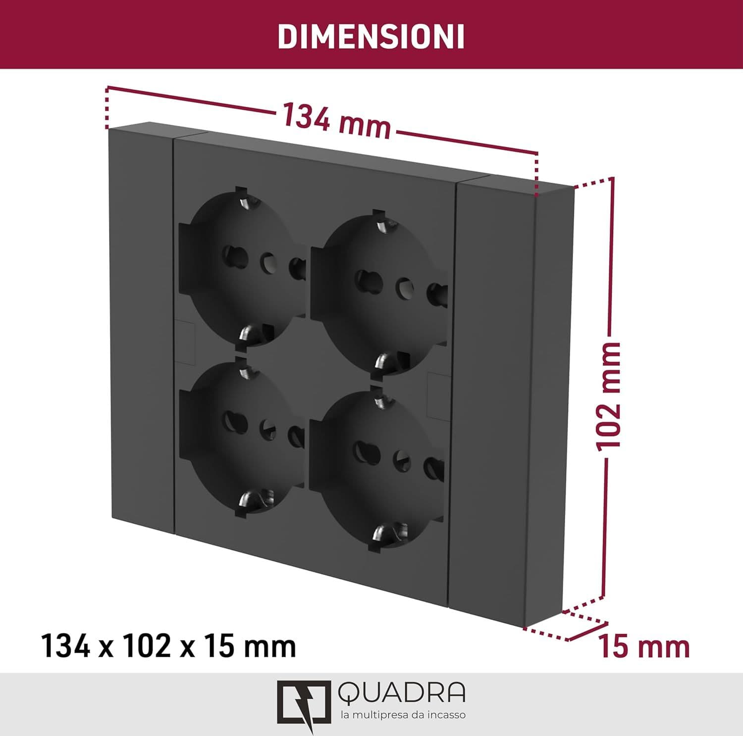 Multipresa Bipasso + Schuko Incasso Electraline Nero Posti 4 2P+T 16A in Multiprese BricoGo - Marano di Napoli, commercioVirtuoso.it