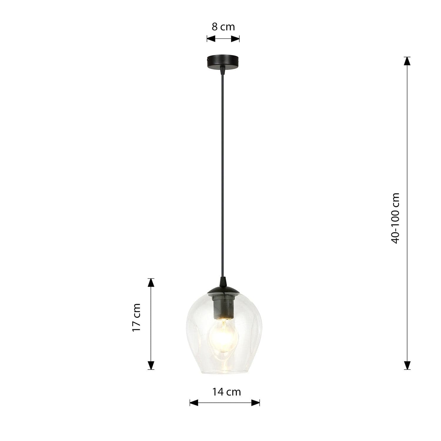 Sospensione 1 Luce Istar In Acciaio Nero E Vetro Trasparente in Lampade a sospensione LuceArt - Montecorvino Pugliano, commercioVirtuoso.it