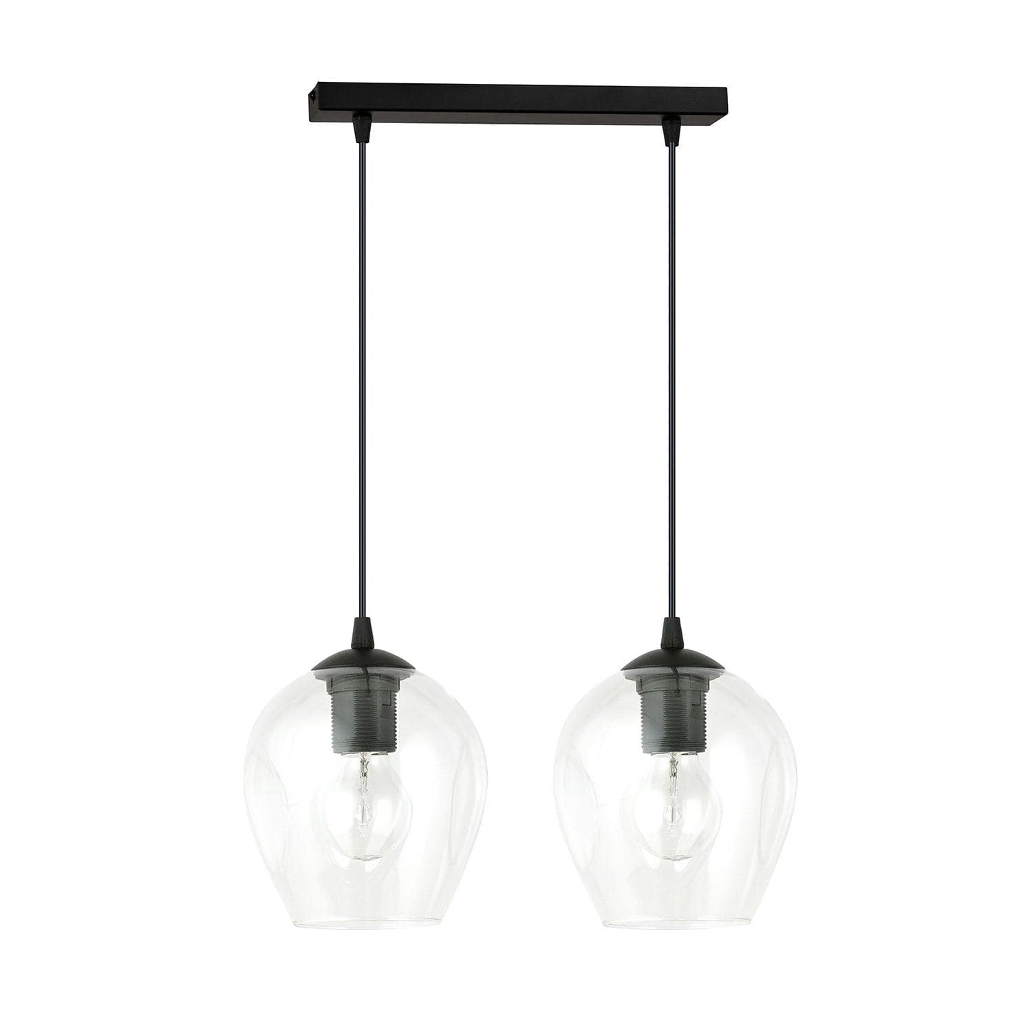 Lampadario 2 Luci Istar In Acciaio Nero E Vetro Trasparente in Lampade a sospensione LuceArt - Montecorvino Pugliano, commercioVirtuoso.it