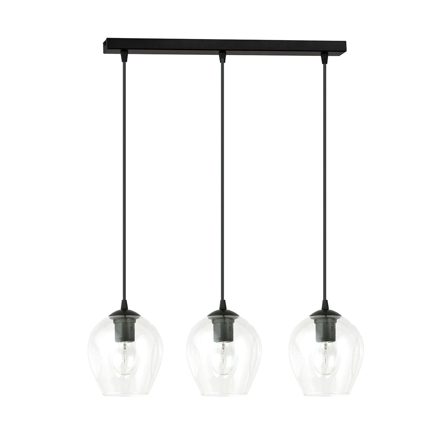 Lampadario 3 Luci Istar In Acciaio Nero E Vetri Trasparente in Lampade a sospensione LuceArt - Montecorvino Pugliano, commercioVirtuoso.it
