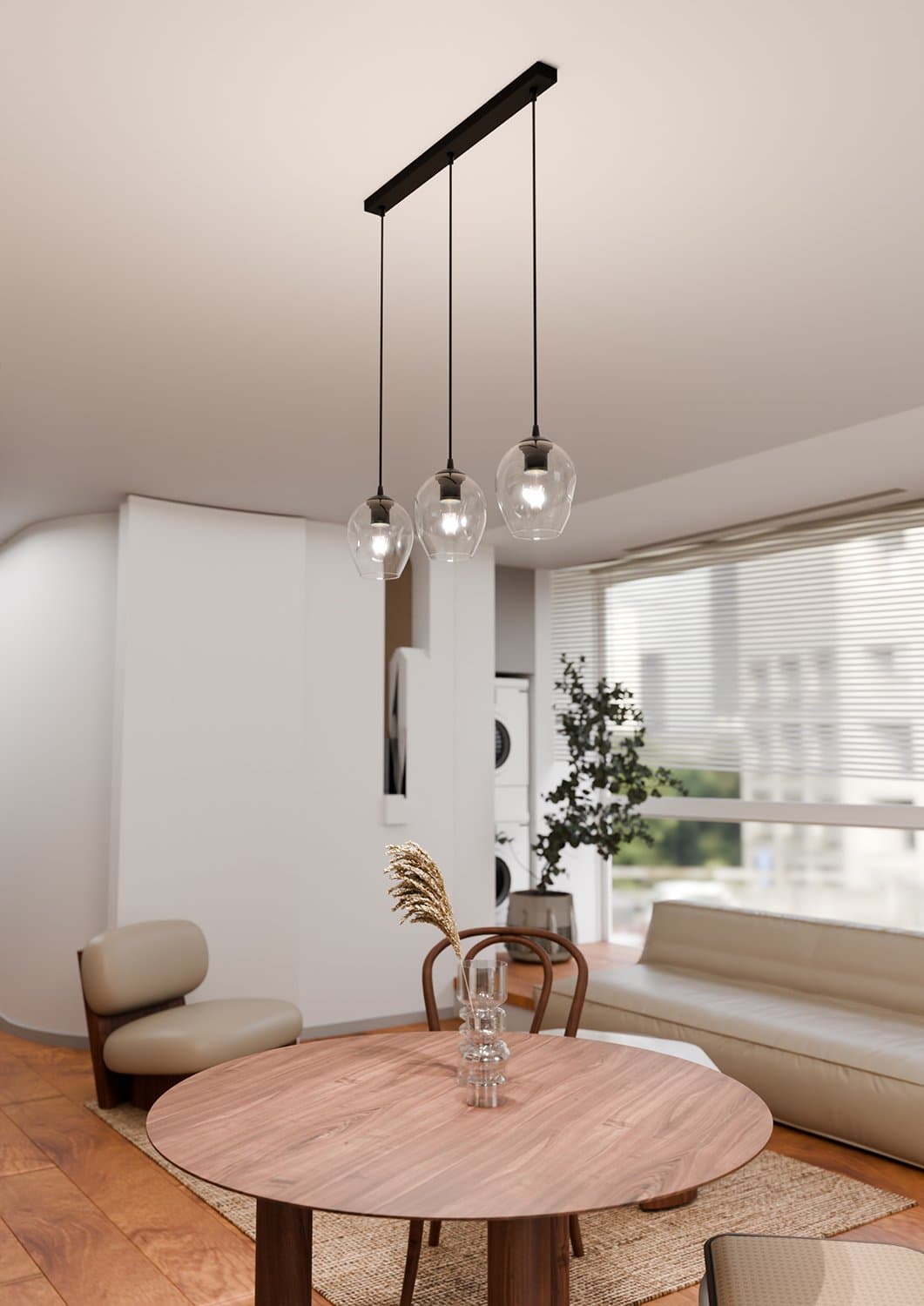 Lampadario 3 Luci Istar In Acciaio Nero E Vetri Trasparente in Lampade a sospensione LuceArt - Montecorvino Pugliano, commercioVirtuoso.it