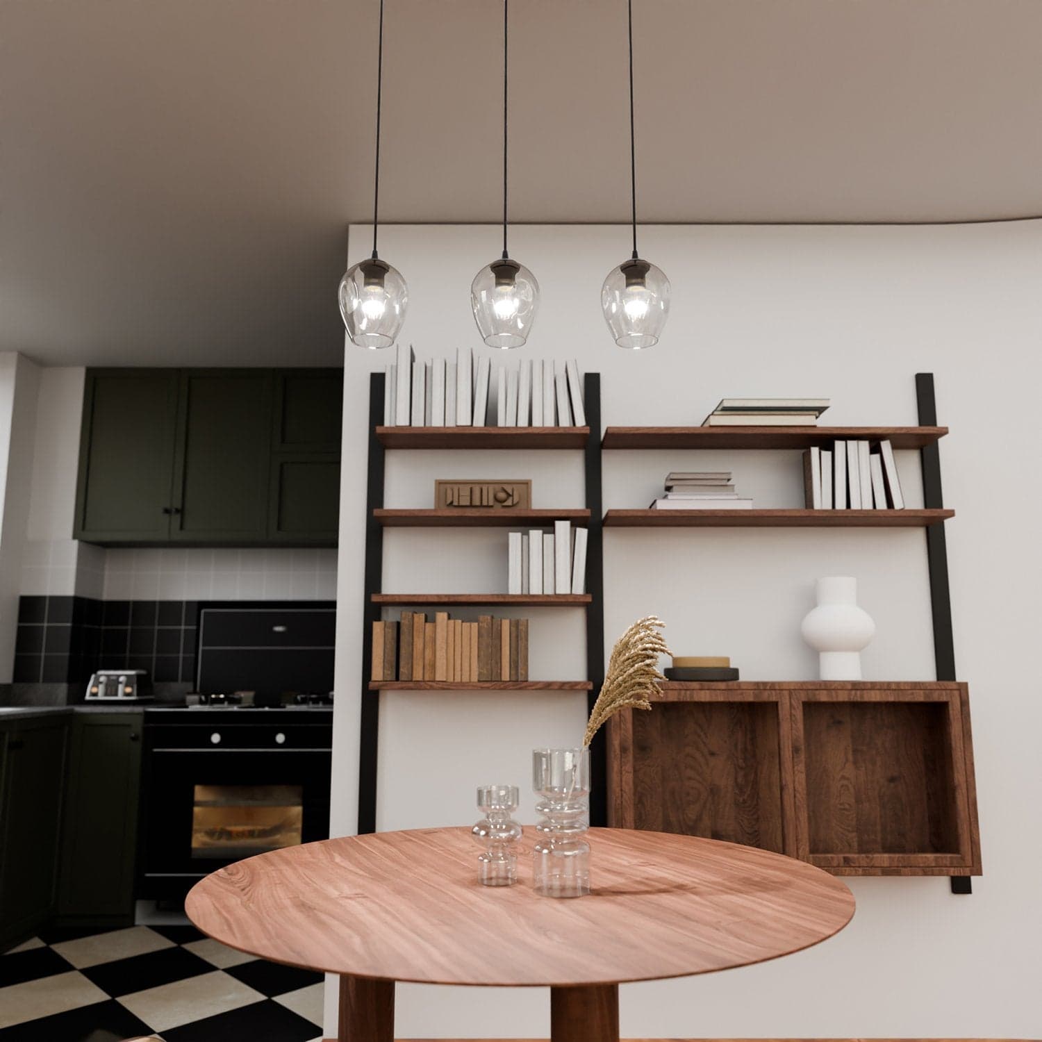 Lampadario 3 Luci Istar In Acciaio Nero E Vetri Trasparente in Lampade a sospensione LuceArt - Montecorvino Pugliano, commercioVirtuoso.it