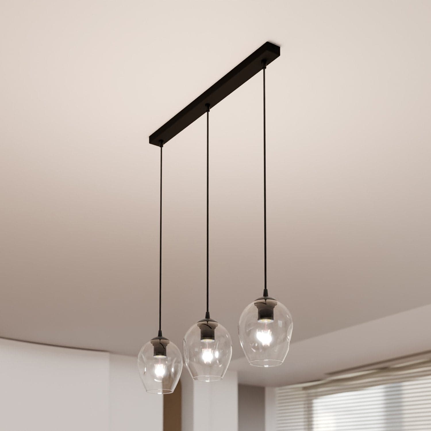 Lampadario 3 Luci Istar In Acciaio Nero E Vetri Trasparente in Lampade a sospensione LuceArt - Montecorvino Pugliano, commercioVirtuoso.it
