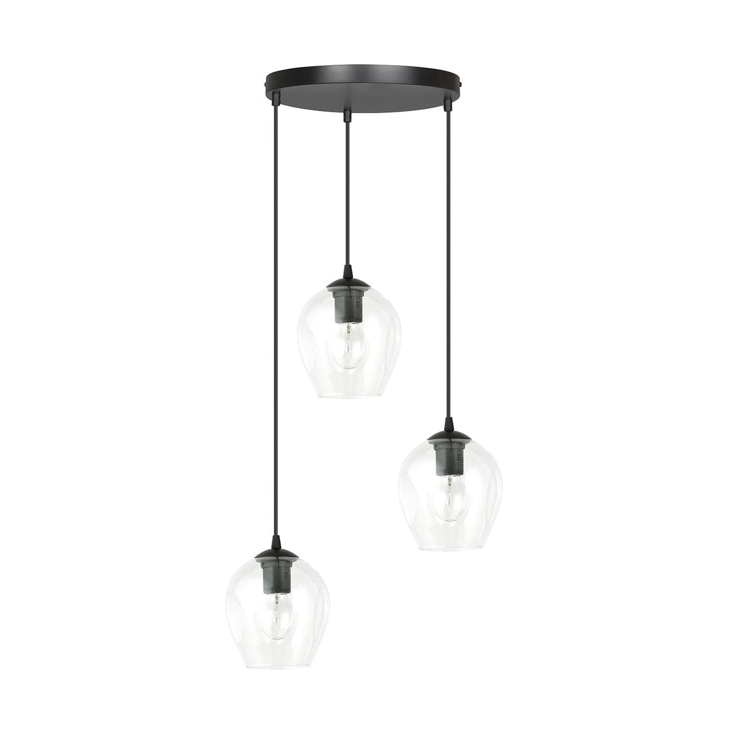 Lampadario 3 Luci Istar Base Tonda In Acciaio Nero E Vetri Trasparente in Lampadari LuceArt - Montecorvino Pugliano, commercioVirtuoso.it
