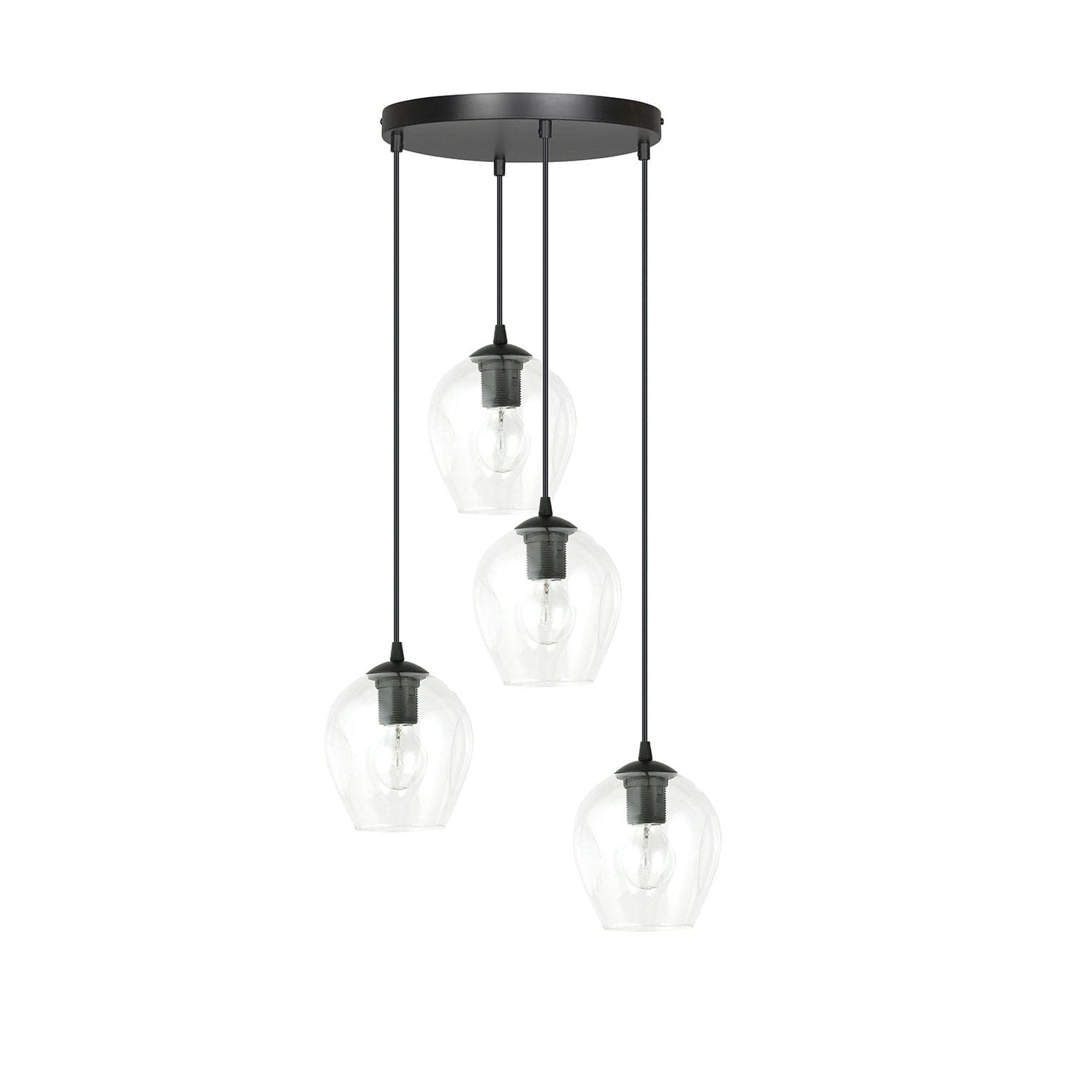 Lampadario 4 Luci Istar Base Tonda In Acciaio Nero E Vetri Trasparente in Lampadari LuceArt - Montecorvino Pugliano, commercioVirtuoso.it