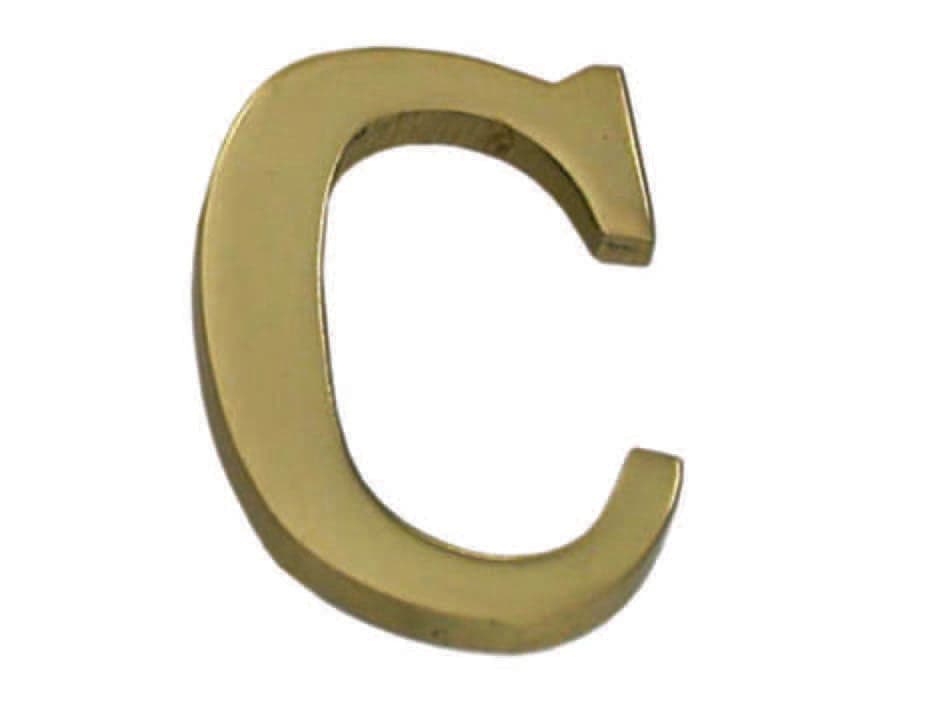 LETTERA ALFABETO C IN OTTONE LUCIDO - 5 pezzi