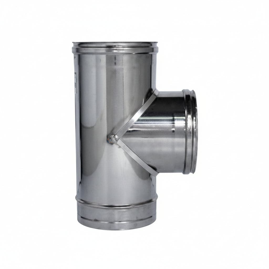 RACCORDO A T 90  ° IN ACCIAIO INOX AISI 304 MONOPARETE SPESSORE MM.05  FFM  EE ¸ mm.80