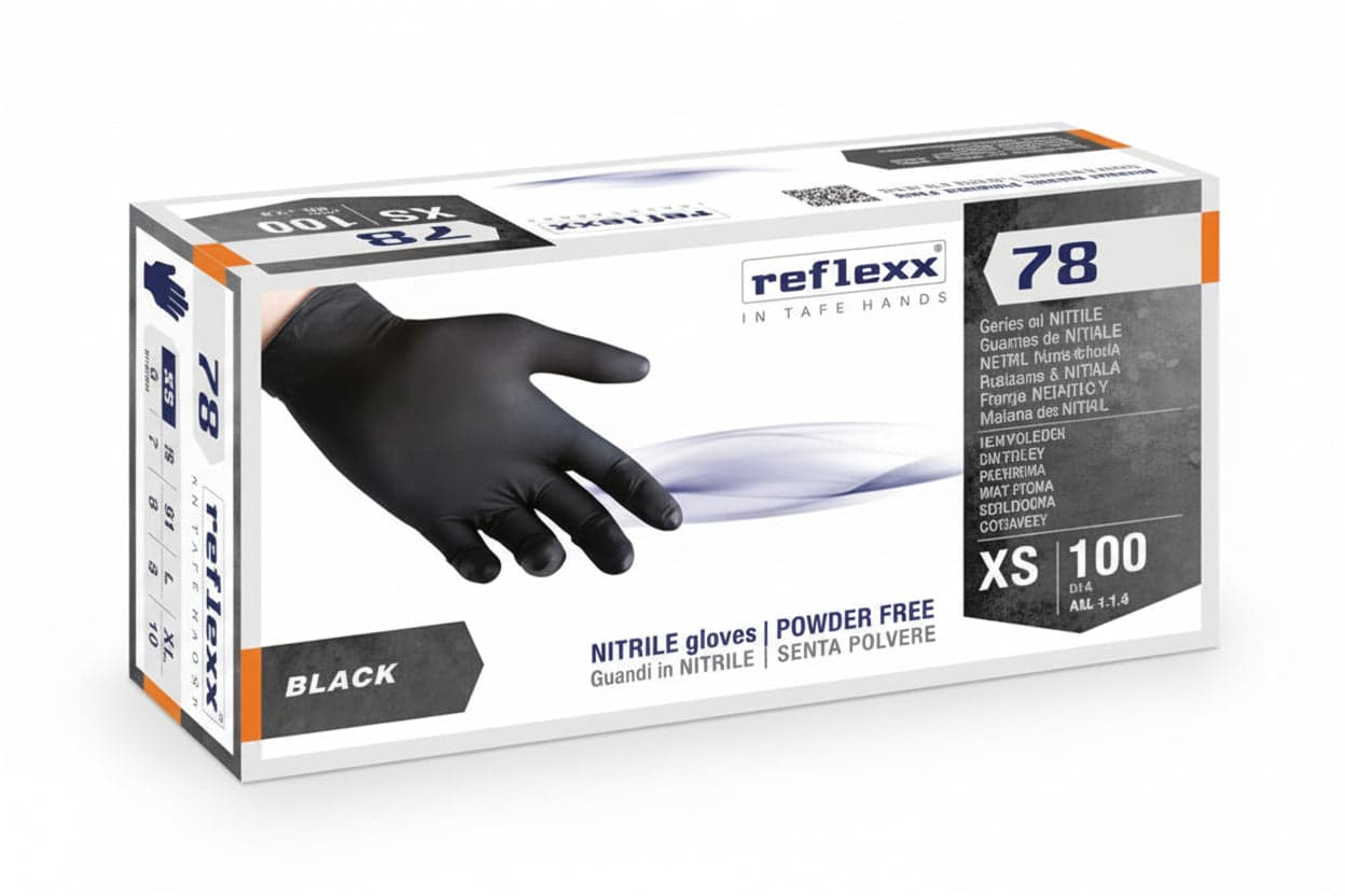Guanto In Nitrile Gr.4,0 Senza Polvere Nero- - Tg.L In Conf. Da 100 Pz. - 2 Pezzi