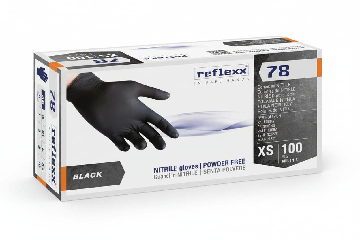 Guanto In Nitrile Gr.4,0 Senza Polvere Nero- - Tg.Xl In Conf. Da 100 Pz. - 2 Pezzi