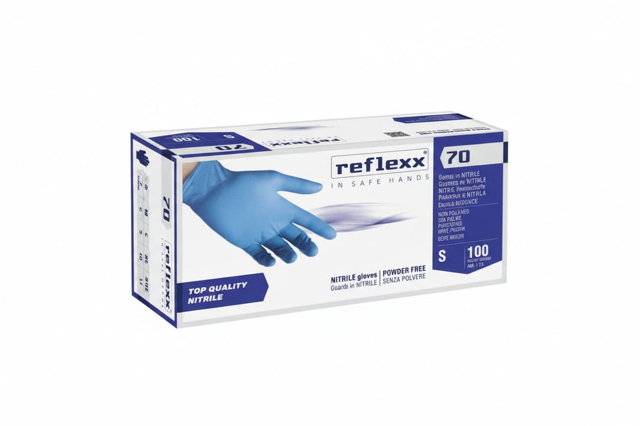 Guanto In Nitrile Gr.4,9 Senza Polvere Celeste- - Tg.L In Conf. Da 100 Pz. - 2 Pezzi