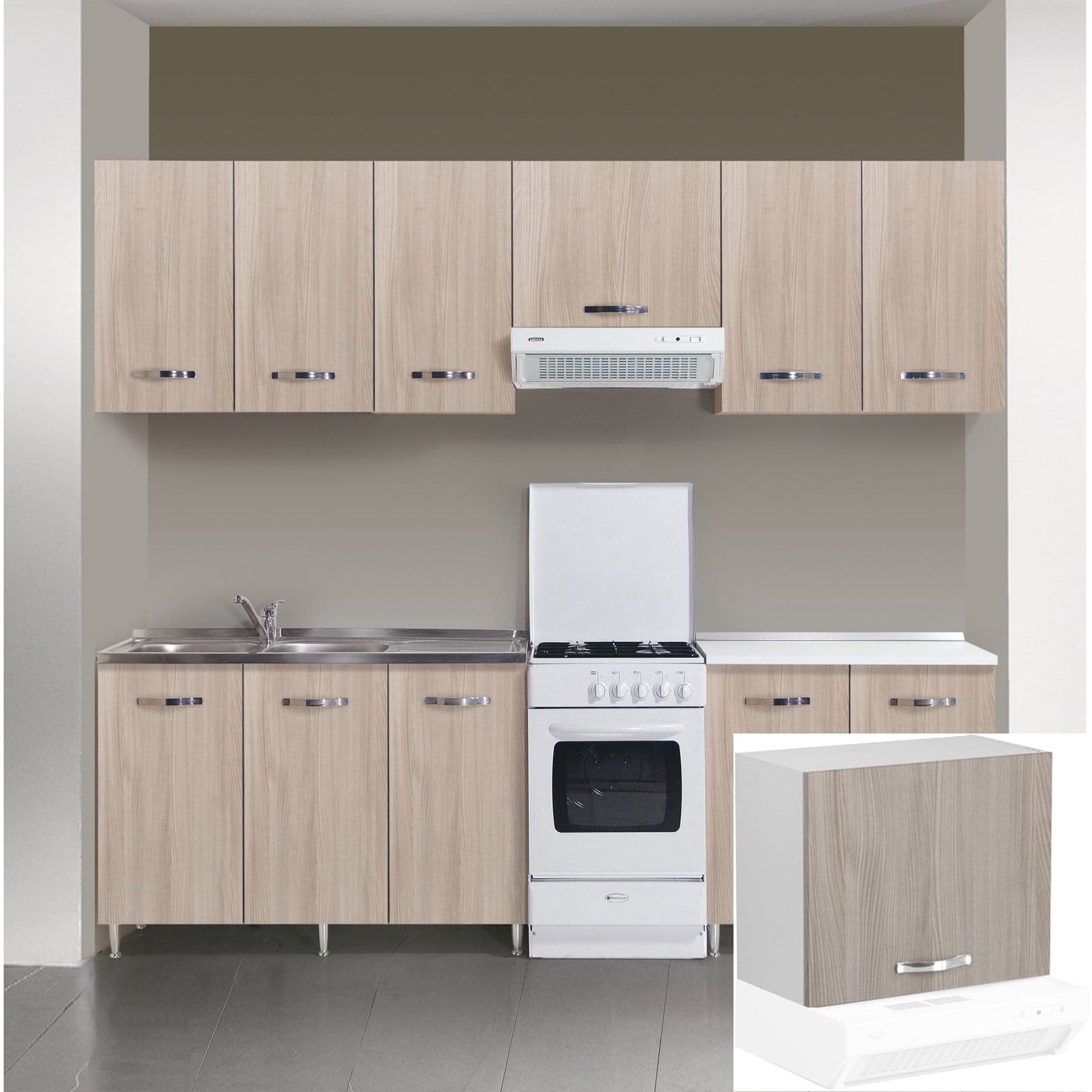 Kit Cucina Pensile 1 Anta Sopracappa 60X32Xh49 Cm Olmo- Azur Line- 1,0 Pz