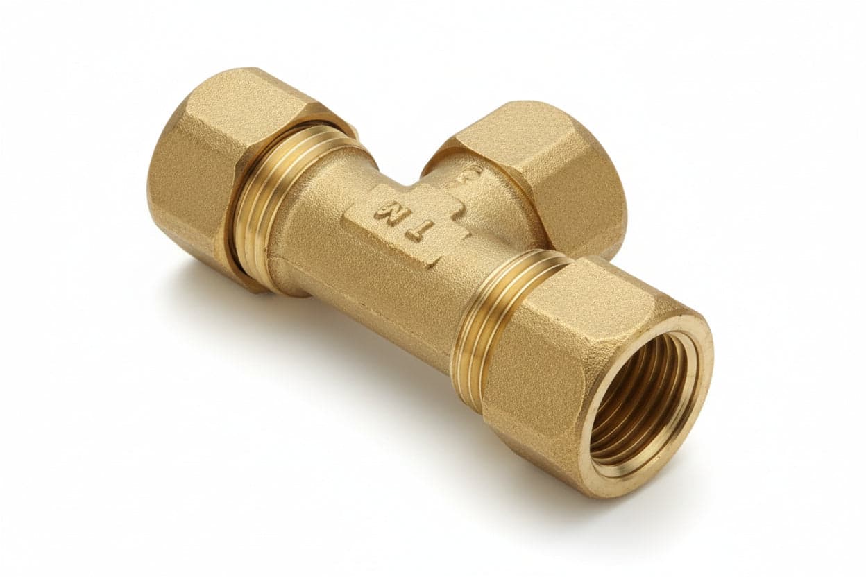 TEE OTTONE DUE BICONI - F/GAS 14X1/2- TIEMME- 10,0 pz