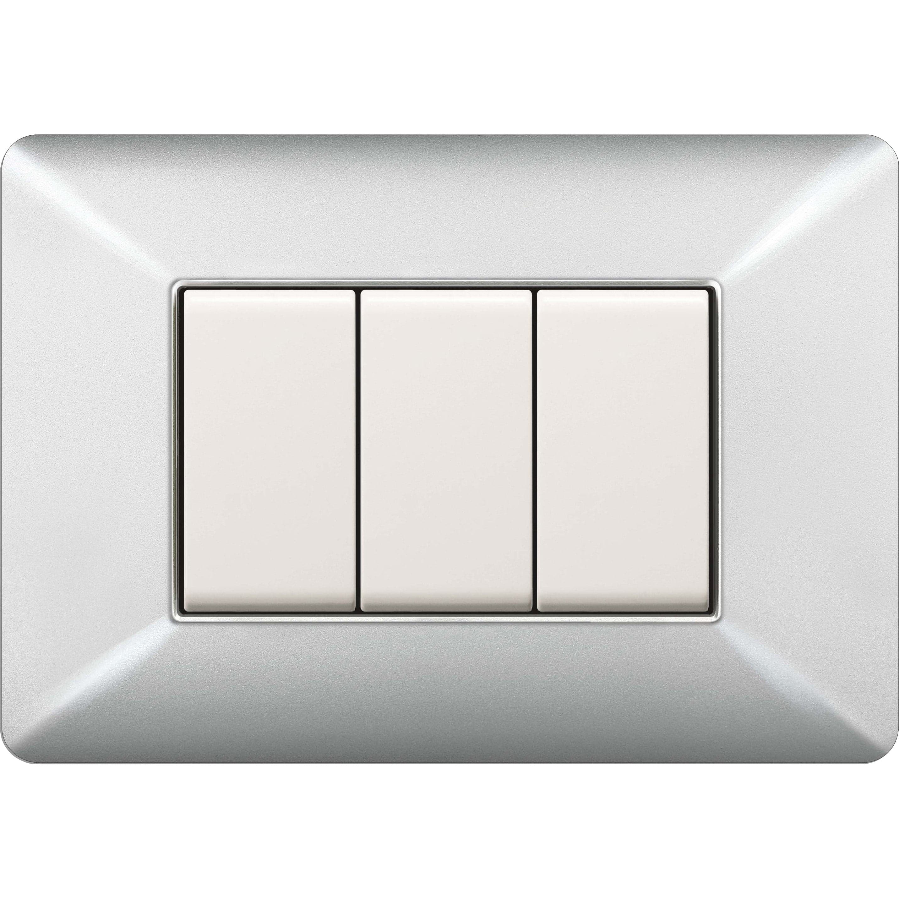 Placca Easy Matix Alluminio Chiaro 3P- 10,0 Pz in Placche per interruttori BricoGo - Marano di Napoli, commercioVirtuoso.it