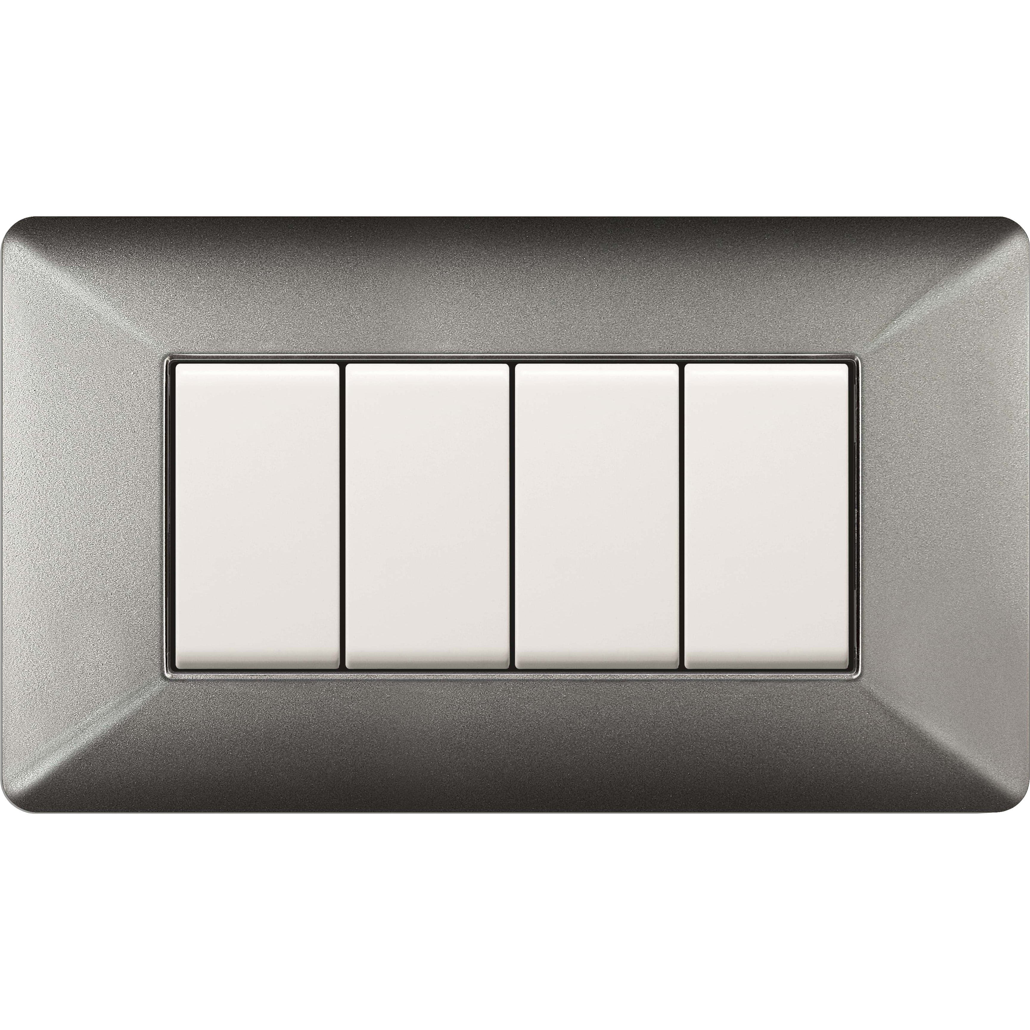 Placca Easy Matix Alluminio Notte 4P- 1,0 Pz in Placche per interruttori BricoGo - Marano di Napoli, commercioVirtuoso.it