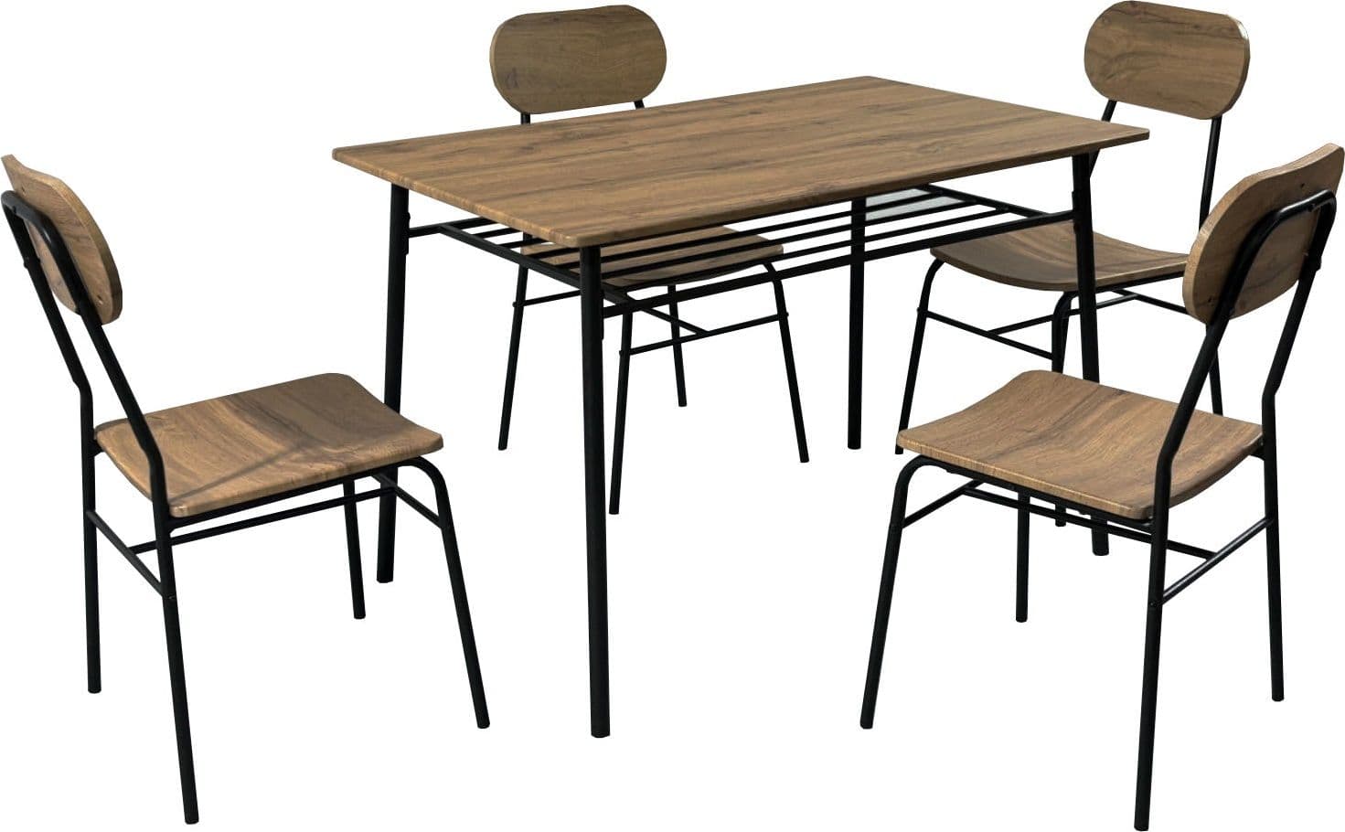 Tavolo e 4 Sedie Metal Quercia Industrial
