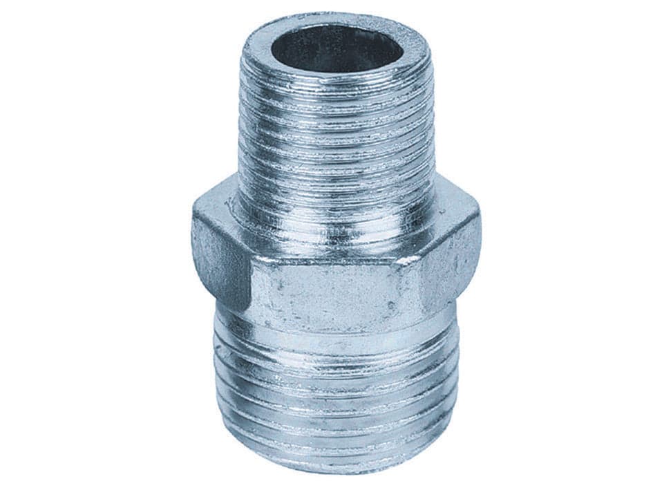 Niples Ridotto Esagonale Maschio in Ghisa Zincata 1 Pollice x ¾ 5 Pezzi